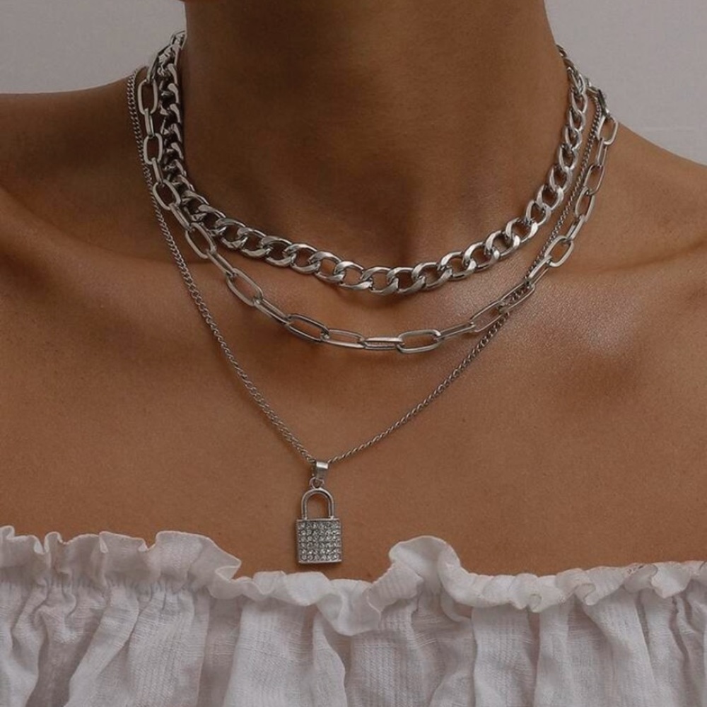 Lock Charm & Chain Necklace
